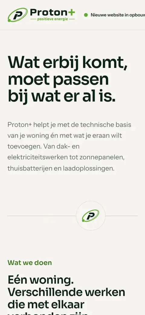 Wachtpagina van Proton+ op een gsm