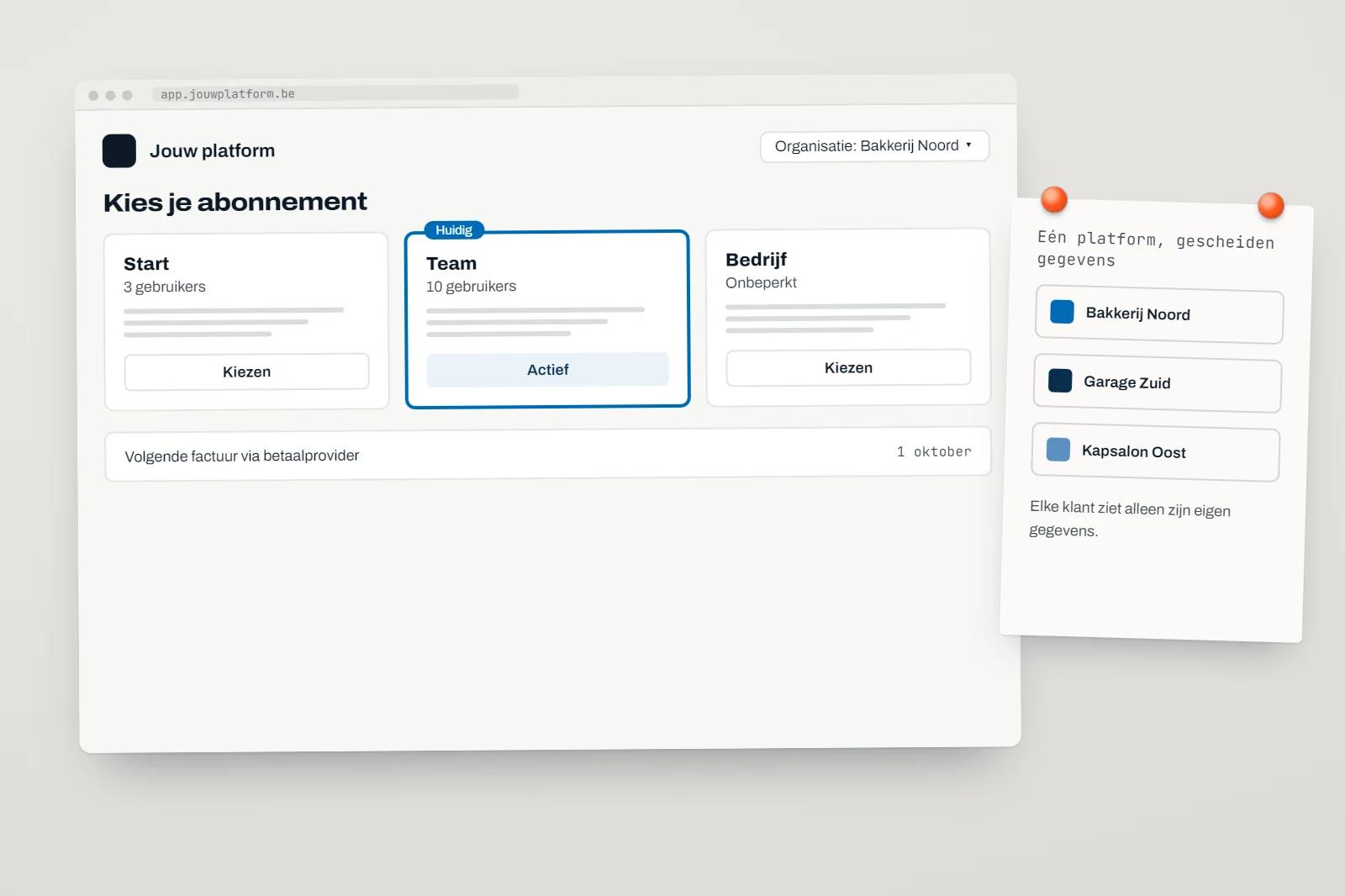 SaaS laten ontwikkelen: dashboard met abonnementen en klantomgevingen op een laptop