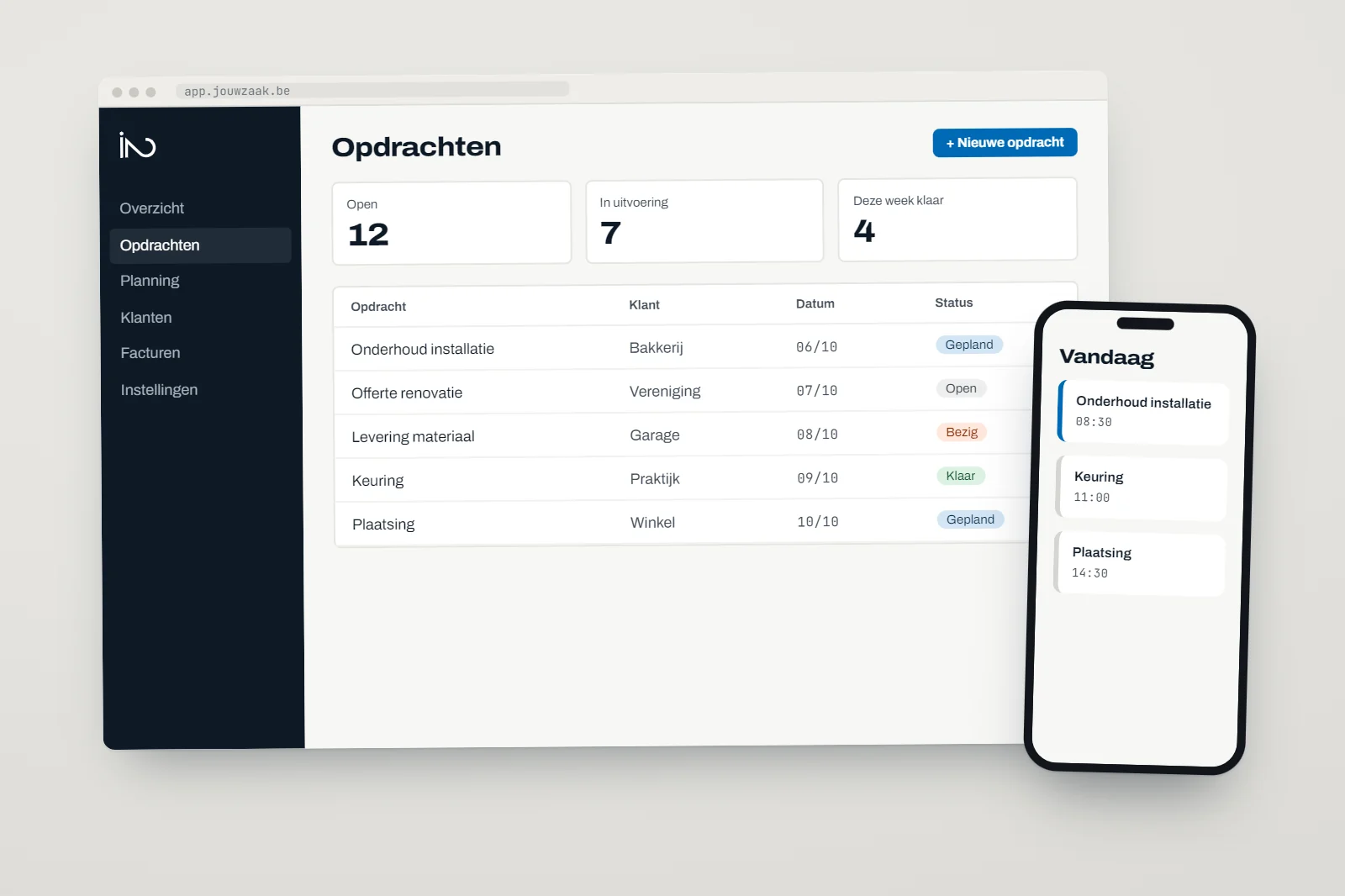Software op maat: planningsscherm van een webapplicatie in Laravel op een laptop
