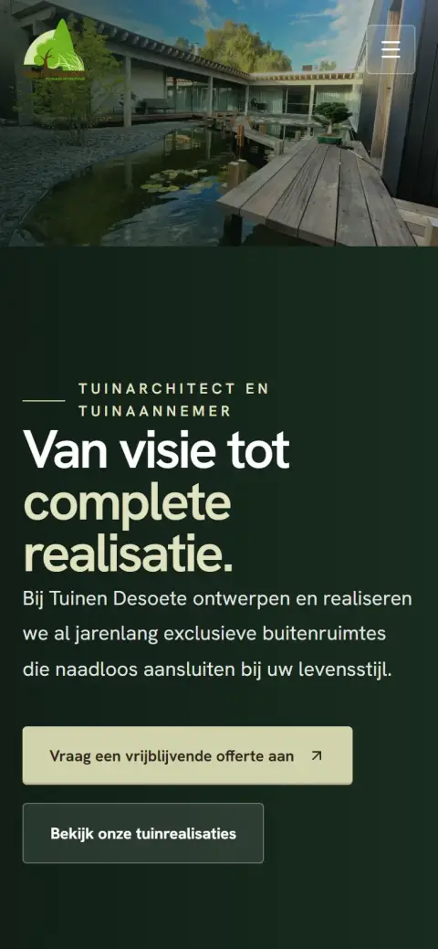 Website Tuinen Desoete op een gsm