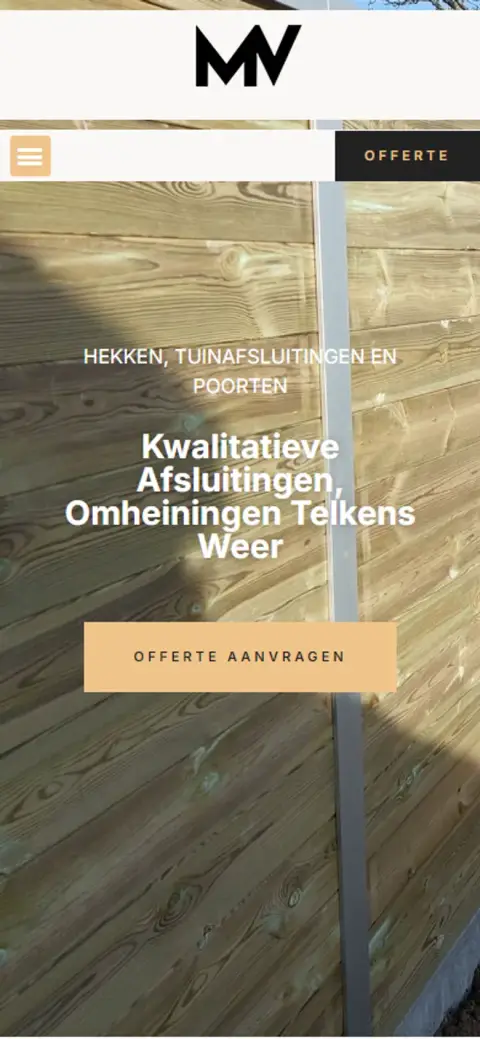 Website Afsluitingen Verbeke op een gsm